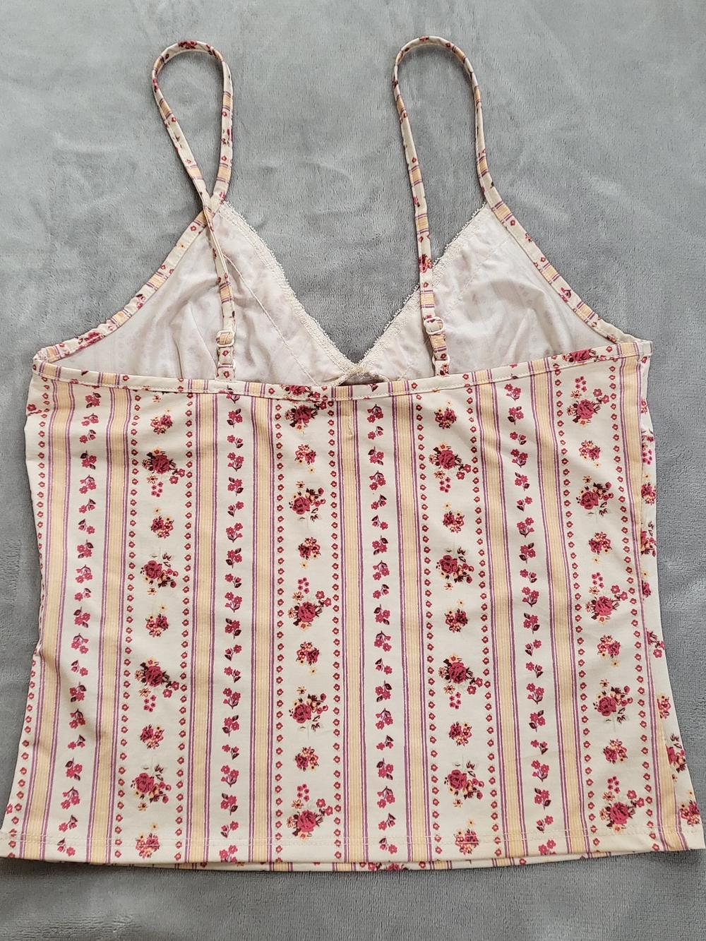 Kimchi Blue Cream Cami with Pink Floral Stripes - Picture 3 of 6